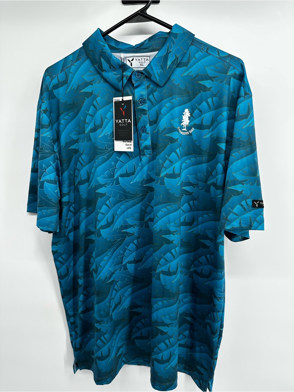 Yatta Golf Men’s Teal Leaf-Print Performance Polo